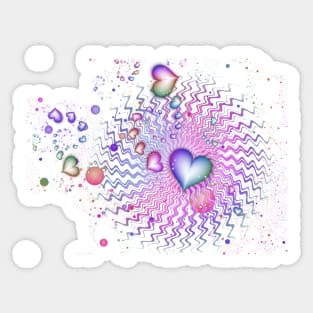 Rainbow Hearts At Night Sticker
